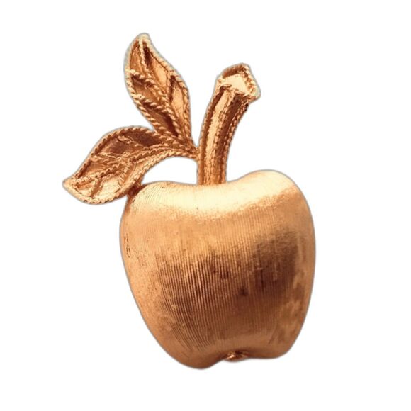 Vintage Avon Brushed Golden Apple Pin Brooch 1974 - Picture 2 of 3